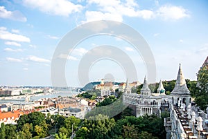 Panoramic view of Budapest from Fishermans` Bastion