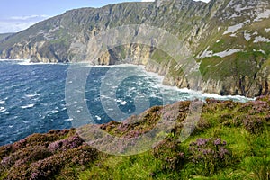 The panoramic view of Bunglass Point at Slieve League, County Donegal, Ireland