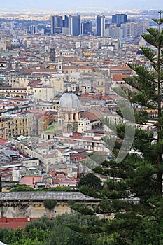 Panoramic view of the business center of Naples