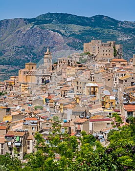 Panoramic view of Caccamo, beautiful town in the province of Palermo, Sicily.