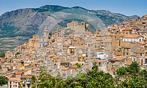 Panoramic view of Caccamo, beautiful town in the province of Palermo, Sicily.