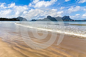 Panoramic view of Cadlao Island. Landscape of a beautiful and secluded beach. Summer, holiday and vacation. Nature background