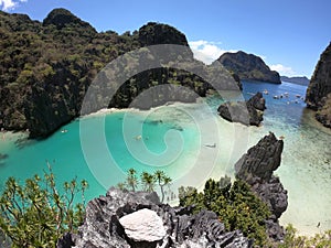 Panoramic view of Cadlao lagoon. Bacuit archipelago. El Nido. Palawan. Philippines