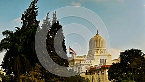 Cairo, Egypt - 02 01 2024: Panoramic view of Cairo view. Mosques and rooftops of buildings. Cairo, Egypt