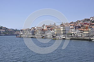 Panoramic view of Cais da Ribeira Quay of Porto in Portugal