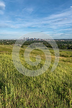 Panoramic view of Calgary`s beautiful skyline