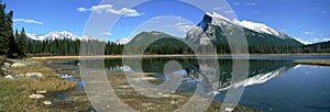 Panoramic view on Canadian Rockies Mountains photo