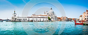 Panoramic view of Canal Grande with Basilica di Santa Maria della Salute, Venice, Italy