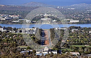 Panoramic view of Canberra from Mount Ainslie photo