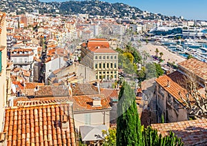 Panoramic view of Cannes, France.