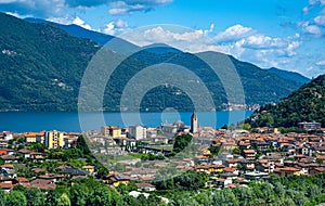 Panoramic view of Cannobio and Lake Maggiore- Verbania, Piedmont, Italy, Europe