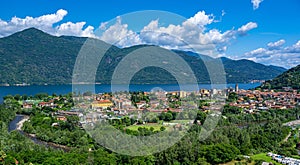 Panoramic view of Cannobio and Lake Maggiore- Verbania, Piedmont, Italy, Europe