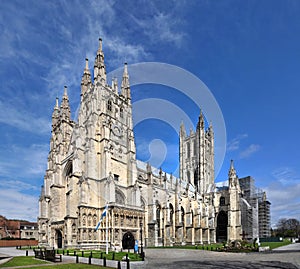 Panoramic View of Canterbury Cathedral in Springtime, UK