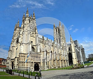 Panoramic View of Canterbury Cathedral in Springtime, UK