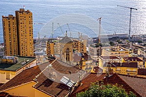 Panoramic view of Canton de Beausoleil and Monaco.Cote d'Azur of French Riviera. France