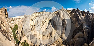 Panoramic view of a canyon in Goreme, Turkey