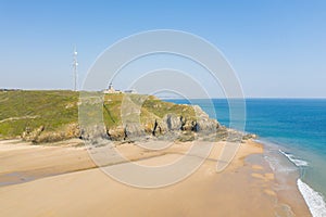 The panoramic view of Cap de Carteret in Europe, France, Normandy, Manche, in spring, on a sunny day