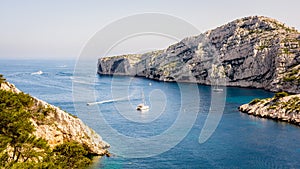 Panoramic view of the cap Morgiou on the mediterranean shore near Marseille, France