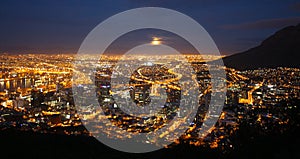 Panoramic View Cape Town by night South Africa