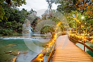 Panoramic view of the Cascades at the Tamasopo Spa in the Huasteca Potosina,Translucent, overflowing waters and lush vegetation, photo