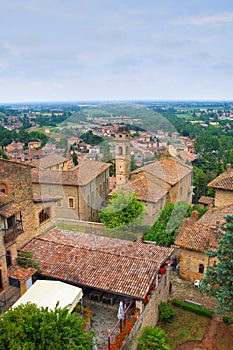 Panoramic view of Castellarquato. Emilia-Romagna. Italy.