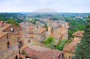 Panoramic view of Castellarquato. Emilia-Romagna. Italy.