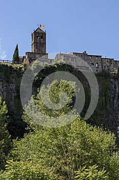 view of castellfollit de la roca in the area of la garrotxa in the north of spain photo