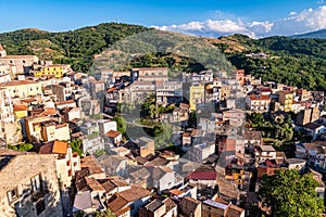 Panoramic view of Castiglione di Sicilia in a sunny summer day, Italy