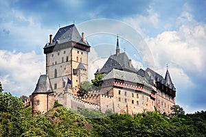 Panoramic view of castle Karlstejn, Czech Republic