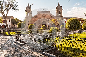 Panoramic view of the Cathedral of Ayacucho in Peru photo