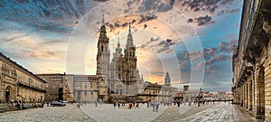 Panoramic view of the Cathedral of Santiago de Compostela photo