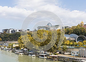 panoramic view of the center of Tbilisi and the Kura River