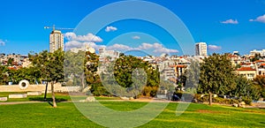 Panoramic view of central Jerusalem city center seen from Sacker Park in Givat Ram quarter of Jerusalem, Israel