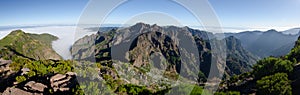 Panoramic view of central Madeira from Pico Ruivo summit, Madeira, Portugal