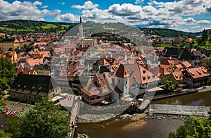 Panoramic view of Cesky Krumlov in Czech Republic