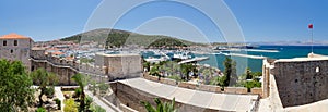 Panoramic view of Cesme from the castle, Turkey