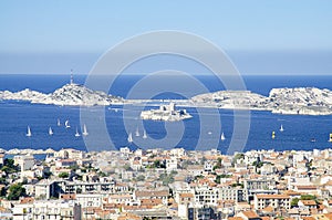 Panoramic view of Chateau d`If, Marseille , France