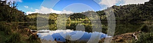 Panoramic view on the Chicabal Lake Laguna Chicabal, San MartÃÂ­n SacatepÃÂ©quez, Quetzaltenango, Guatemala photo