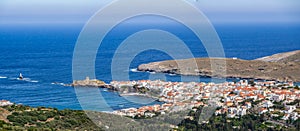 Panoramic view of the Chora of Andros ,Greece at daytime.