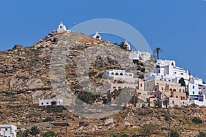 Panoramic view of Chora town in Ios Island, Greece