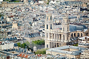Panoramic view on Church of Saint-Sulpice from Montparnasse