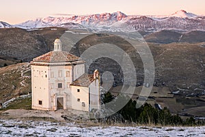 Panoramic view of the church of Santa Maria della PietÃ  at sunset