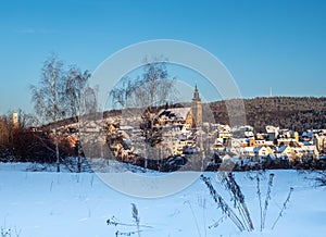 Panoramic view of the church of Schneeberg in Saxony