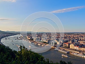 A panoramic view from Citadella to Pest side of Budapest