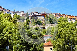Panoramic view of Citta Alta in Bergamo, Italy