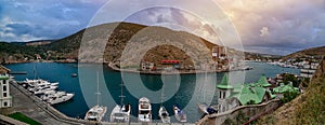 Panoramic view of the city from above. Balaclava. Crimea. Ukraine. September 15, 2013.