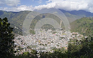 Panoramic view of the city of Ba os - Ecuador photo