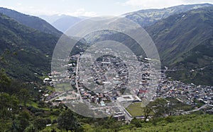 Panoramic view of the city of Ba os - Ecuador photo