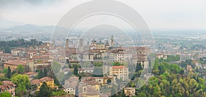 Panoramic view of the city of Bergamo, Lombardy, Italy