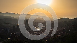 Panoramic view of the city of Bilbao during sunset